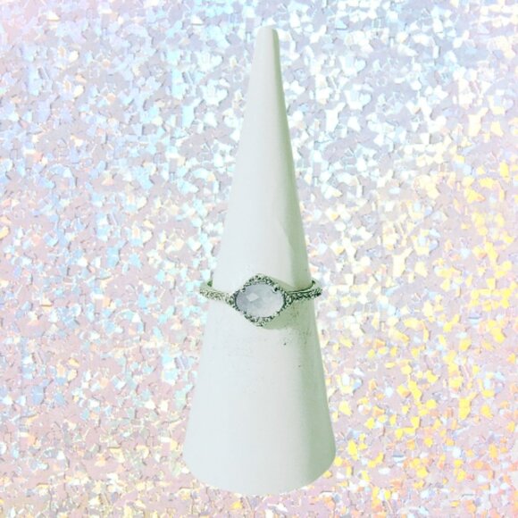 BP Genuine Light Blue Quartz Ring - Rhodium Plating (Size 6) - Picture 2 of 7